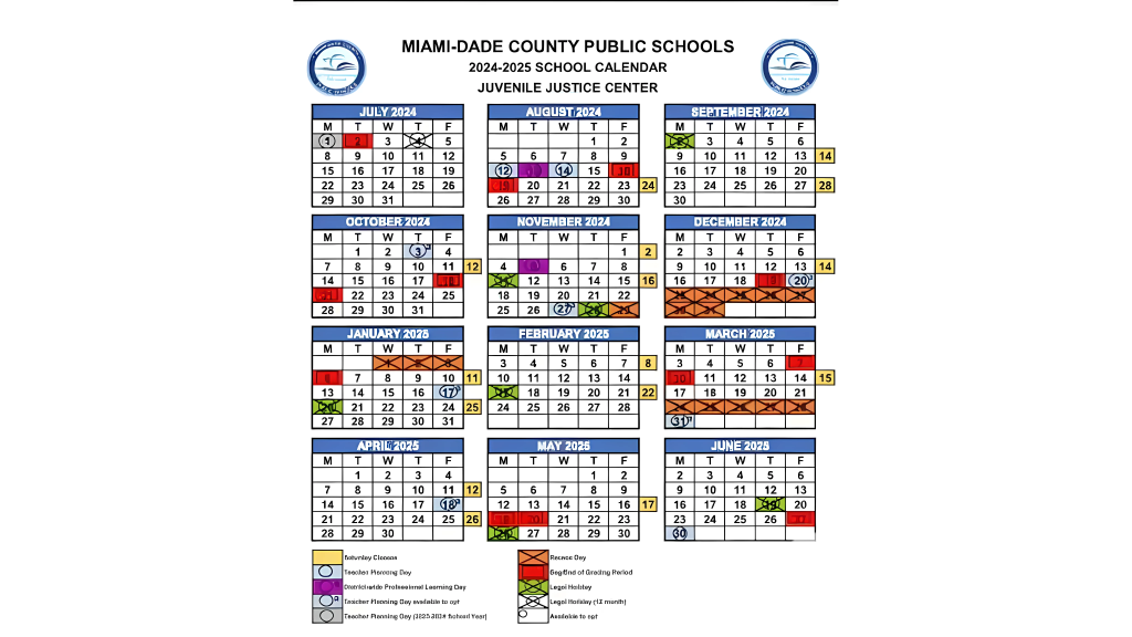 Calendario visual del año académico 2025